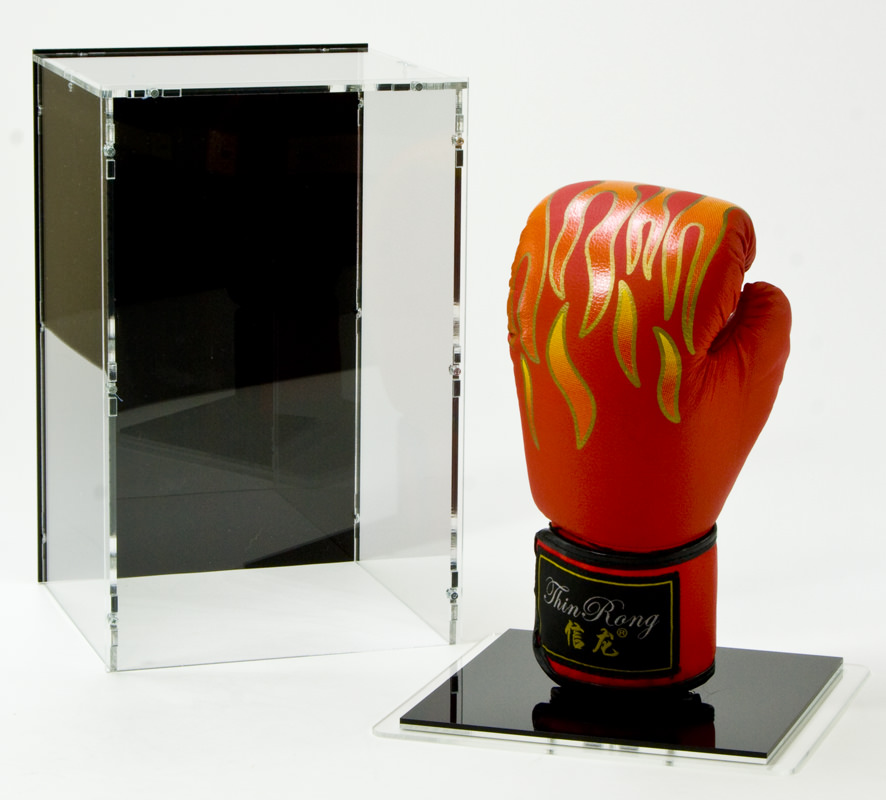 Boxing Glove Display Case with Base and Glove-Stand